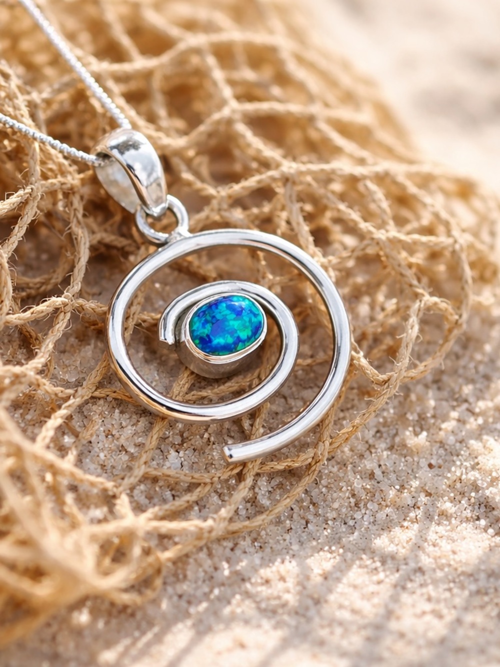 Blue Fire Opal Necklace